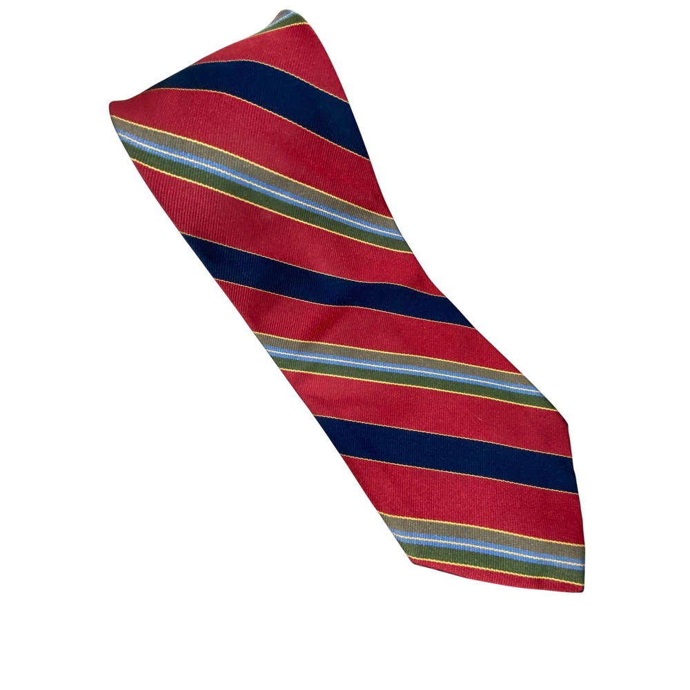 Harold's Mens Striped Silk Tie Red Navy Blue Olive Green Canada Repp 58x4
